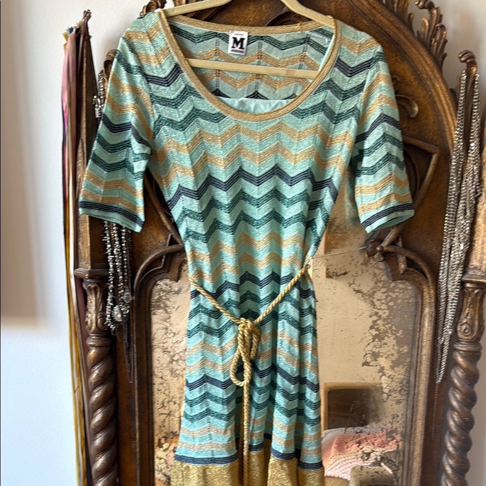 Missoni Chevron Patterned Dress with Gold Accents